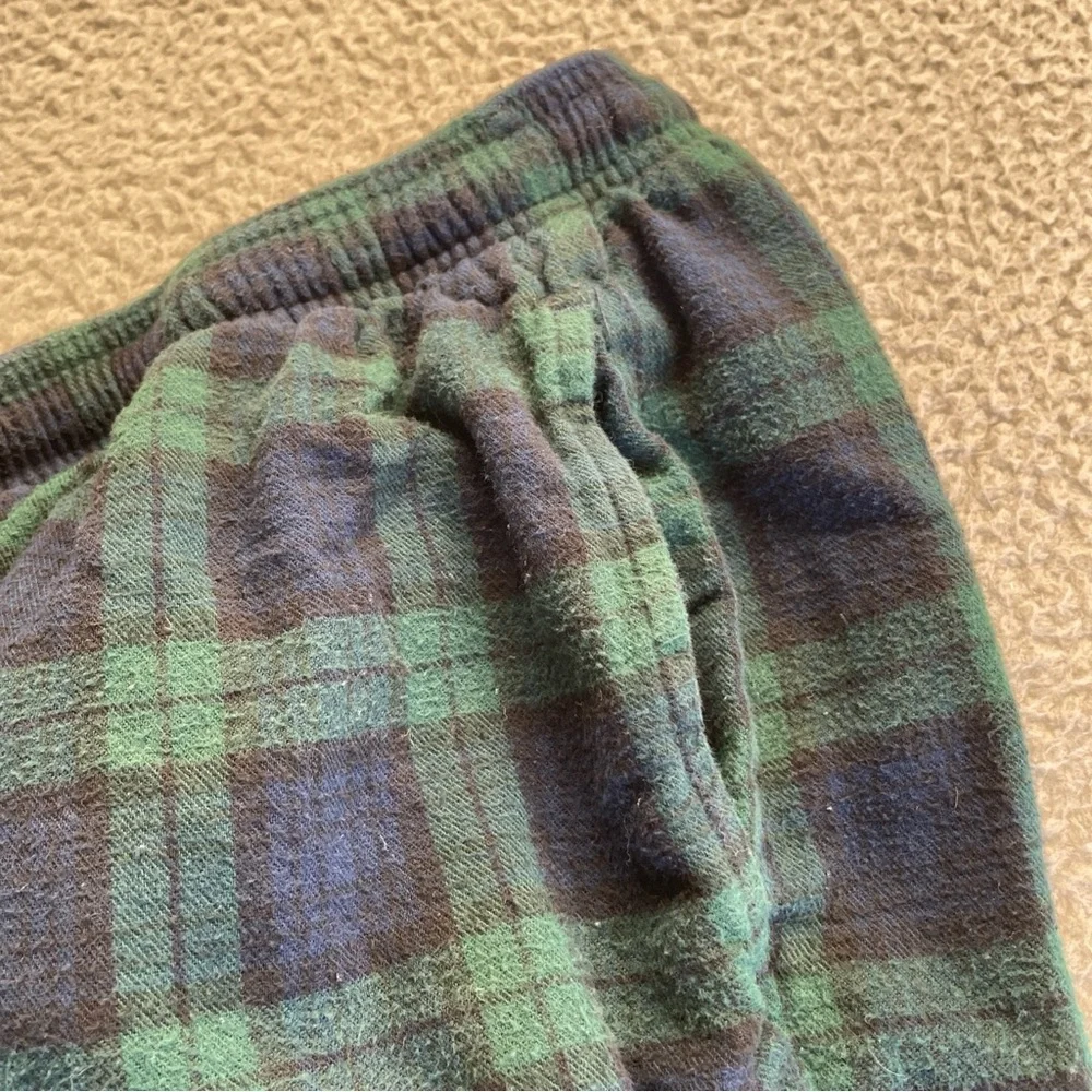 L L Bean sleep Pants Mens size M Scotch Plaid Flannel Cotton Drawstring Comfy